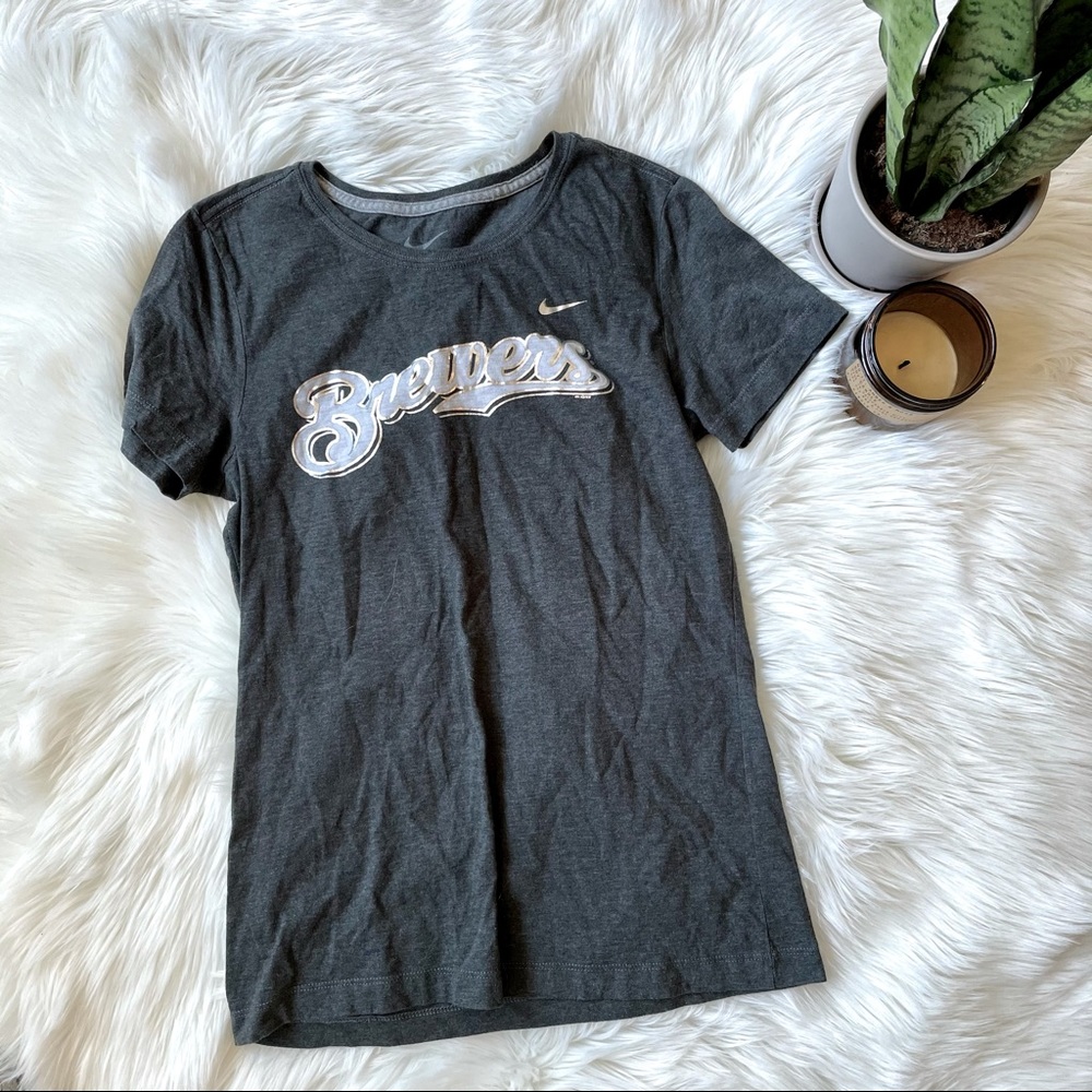 Charcoal Gray Nike Brewers Shirt